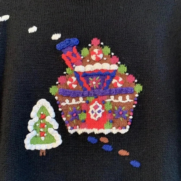 VTG BELLEPOINTE SWEATER Granny Square Crochet GIRLS SZ M /10 Gingerbread NOS - Picture 4 of 9